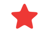 Simple red star, curved edges, no background.